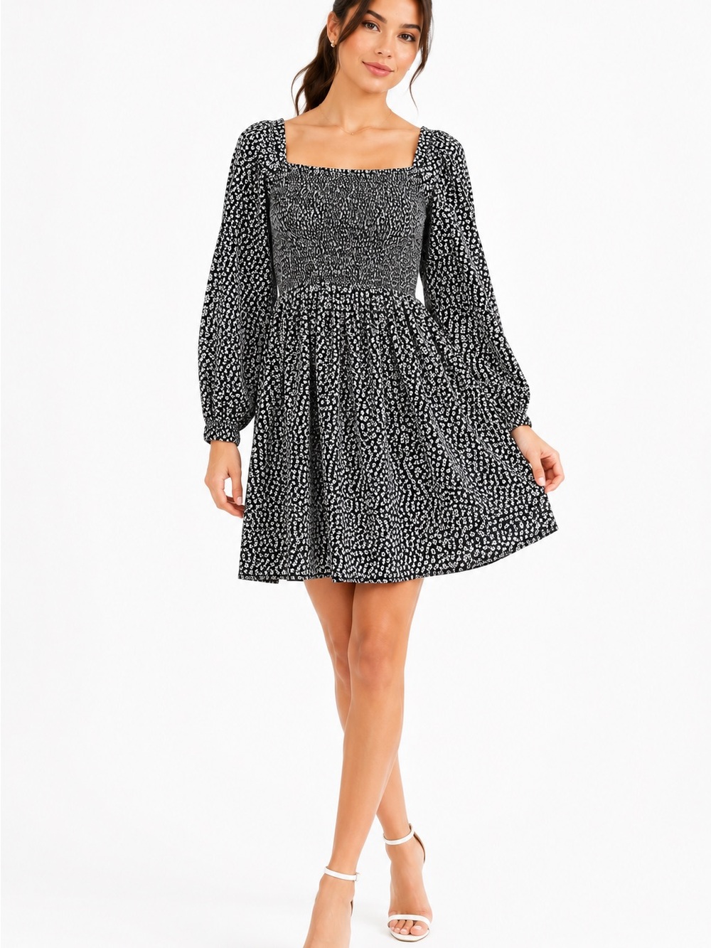 Madewell Black Floral Smocked Mini Dress XS NWT-Like